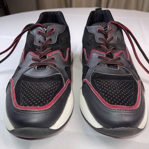 Vinci Leather Black and Red Sneakers Men's 9.5